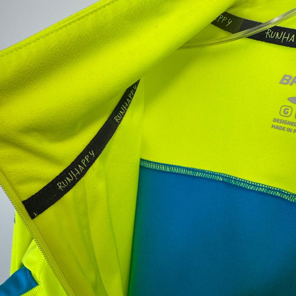 Brooks Dash 1/2 Zip Running Pullover Neon Yellow Blue Fleece Lined 221223 L - Picture 15 of 15